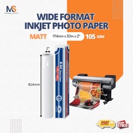 [MATTE] 914mm x 30M x 2'' - 105gsm / A-JET Wide format inkjet photo paper