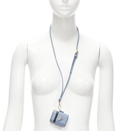 PRADA Symbole Triangle logo saffiano leather AirPods lanyard bag sky blue