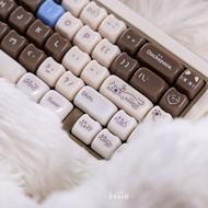 【Cat Head Shape】Siamese Cat Keycaps 140 Keys MAO Profile PC UV Process Cartoon Keycaps Creative Cute