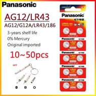 10-50 CÁI Panasonic 1.5V AG12 LR43 SR43 186 386 LR1142 AG 12 Pin nút SR43W SR1142 Cell Đồng hồ tiền 