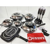23 pcs dessini itali cooking set- Black Colour / periuk set 23 dessini