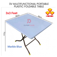 Marble Blue 3V 3x3 Feet Multifunctional Portable Plastic Foldable Table Meja Lipat Plastik Serbaguna