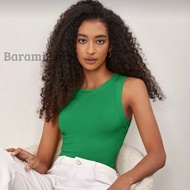 HIJAU LUFT GREEN TOP - Plain Knit Tank TOP, Women's GREEN Knit TOP