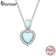 bamoer Genuine 100 925 Sterling Silver Shining CZ Choker Necklace Heart-Shaped Pendant Chain Necklace for Women Fine Jewelry