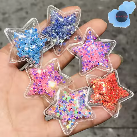 Hot Sales 1-19PCS Shiny Stars Children Garden Shoes Decoration Resin Shoe Charms For Kids Buckle Par