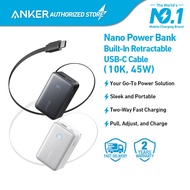 Anker Nano Power Bank (10000mAh 45W with Built-In Retractable USB-C Cable) | BLACK / WHITE