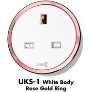 Line8 UKS-1 British Premium Socket Unit, White Body, Rose Gold Ring
