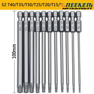 Greener 11 /12 Torx ชุดดอกสว่านกลวง50/75/100มม. T5-T40ชุดหัวไขควงดอกไขควง