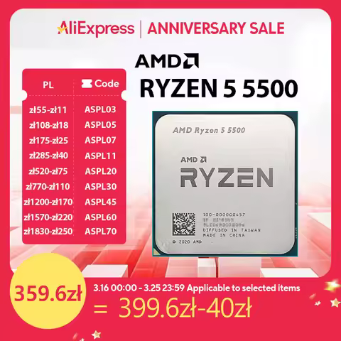 AMD Ryzen 5 5500 CPU Processor 6 Cores 12 Threads 3.6GHz Up to 4.2GHz AM4 Socket Gaming Streaming No
