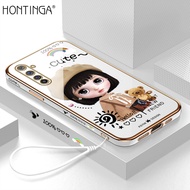 Hontinga เคสโทรศัพท์ Realme 6 Proเคสโทรศัพท์แฟชั่นลายการ์ตูนน่ารักทำจากโครเมี่ยมชุบนิ่ม TPU ทรงสี่เหลี่ยมป้องกันกล้องเคสยางกันรอยสำหรับเด็กผู้หญิง