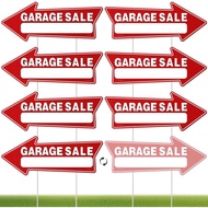 7 PC Garage Sale Signs with Stakes, 17" x 6", Double-Sided Garage Sale Arrows Yard Sign with 14 Stak