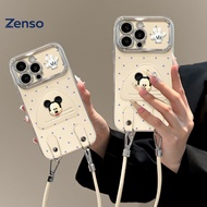 Zenso large window cute 3D cartoon mouse stand suitable for iPhone X-17 Pro Max case, shockproof
