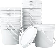 4/5 Gallon Buckets (8-Pack) with Lids - Made of PP Plastic - Multi-Use Pail for Seed Storage, Chicke