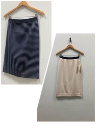 全新日系溫柔女孩風Uniqlo 彈力條紋中長裙（藍條紋/白條紋各1 件，低於5 折賠售）