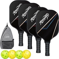 Pickleball Paddles Set of 4 2/4 Pickleball Rackets with 4 Pickleball Balls & a Backpack Pickleball G