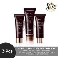 PAKET HEMAT YOU GOLDEN AGE SKINCARE 3pcs / glowing skincare / pencerah wajah / isi [ 1 YOU Golden Ag