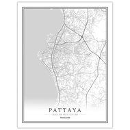 Thailand Black and White City Map Poster Nordic Living Room Bangkok Phuket Printed Canvas Wall Art H