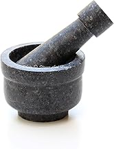 Stones And Homes Indian Black Mortar and Pestle Set Small Bowl Granite Pill Crusher Herbs Spice Grinder for Kitchen and Home 3 Inch Polished Round Stone Molcajete Herbs Spices - (7.6x4.8x3.2 cm)