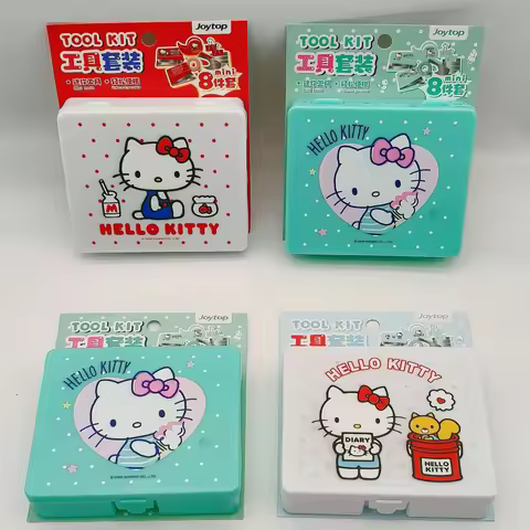 Hello Kitty Stapler Set Portable Hole Punch for Students Desktop Tool and Stationery Organizer