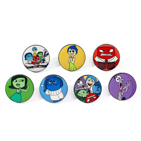 7 Pcs Cartoon Inside Out Brooch Creative Emotional Character Enamel Pin Metal Badge Jewelry Clothing