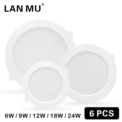 6pcs/lot 3/4/6/8 inch Led Downlight 6W 9W 12W 18W 24W 220V Recessed Ceiling Light Round Led Panel Do