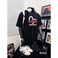 EVISU/Fushen/2026 Classic Round Neck Short-Sleeved T-Shirt Men Women New Style 100% Cotton Customize