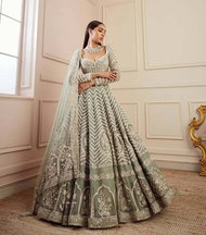 LEHENGA CHOLI : Georgette blouse + net sleeves with heavy sequence  dori & zari work all over front 