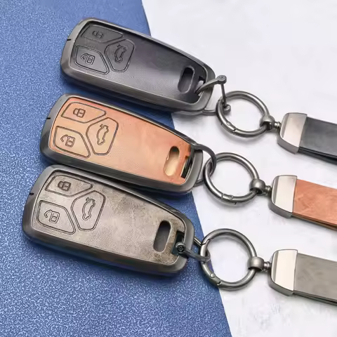 3 Buttons Zinc Alloy Leather Car Key Case Cover Shell for Audi Q5 Q7 TT A4 B9 A5 A6 8S 8W 4M S4 S5 S