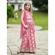 Nimbu Mehak Pink Girls Sequinned Lehenga Set | Kids Ethnic Wear for Deepavali & Family Gatherings
