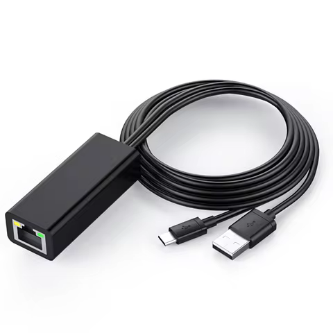 Amazon Fire TV Stick Micro USB to RJ45 Ethernet LAN Adapter with USB Power Supply Cable for Chromeca