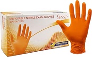 Orange Disposable Nitrile Gloves, 5 mil, Stauffer Sense5, Latex Free, Textured, 9.5" Long Cuff, Tough &amp; Strong (Box of 100)