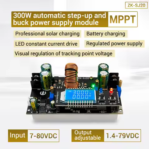 ZK-SJ20 300W Buck Converter CC CV Power Supply Module DC 7-80V to 1.4-79V 20A Adjustable Voltage Reg