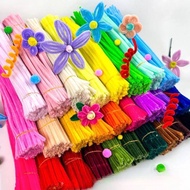 100Pcs DIY Multicolour Fuzzy Wire Bouquet Material Twisted Stick Craft Flower Children Handmade Toy 