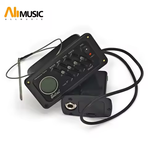 Belcat EQ-7545T 4 Band Equalizer Guitar Preamp Pickup Round Tuner Screen 6.35 Output Black