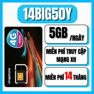 ( CÓ ESIM ) SIM 5G VINAPHONE 14BIG50Y - TRỌN GÓI 14 THÁNG - 150GB/THÁNG TỐC ĐỘ CAO + XEM Y0UTUBI TI