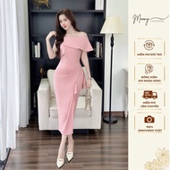 Party Bodycon Dress Off Shoulder Shrug Waist Flared Long Pencil Shape Umi Welded Material With Stone