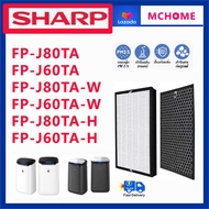 Sharp HEPA  แผ่นกรองอากาศ FZ-J80HFE เครื่องฟอกอากาศ Sharp รุ่น FP-J80TA, FP-J60TA, FP-J80TA-W, FP-J6