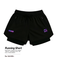 TRYWEAR - Full Black Sports Shorts 2in1 Running Leggings for Men and Women Unisex Sport Gym