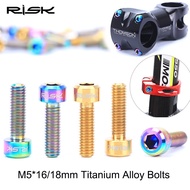 RISK 6pcs M5x16/18mm Titanium Bolt for Bicycle Stem Fixing Screw MTB Mountain Bike Handlebar Or Seatpost Clamp Fixed Fastener