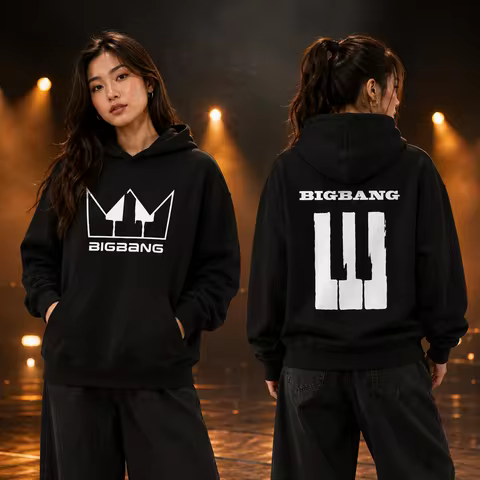 2026 BIGBANG Kpop Autumn Winter Hoodie Cotton Women Unisex Pullover Sweatshirt Crown Graphic Print F