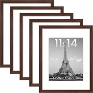 upsimples 11x14 Picture Frame Set of 5, Display Pictures 8x10 with Mat or 11x14 Without Mat, Wall Ga