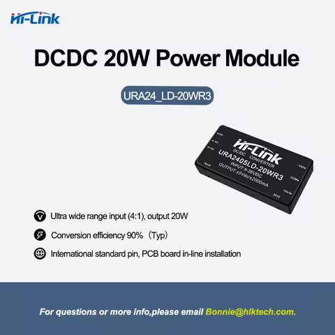 Hi-Link Dual Output 20W ±5V/9V/12V/15V/24V URA2412LD-20WR3/URA2415LD-20WR3/URA2424LD-20WR3 9-36Vdc D