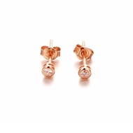 [Promosi Panas] Anting-Anting Stud Zirkonia Emas Ungu 585 untuk Wanita, Bersalut Emas Mawar 14K, Ant