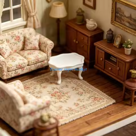 090B Miniature Wooden Table Side Table For Dollhouses Display 1/12 Scale House