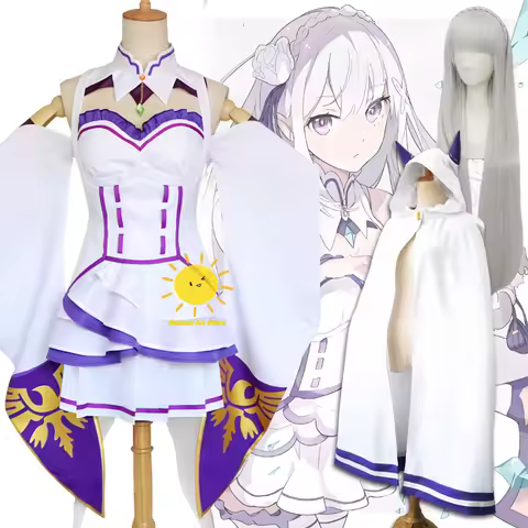 Anime Emilia Cosplay Re:Life in A Different World From Zero Cosplay Costumes Dress Cloak Accessories