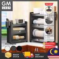 GMshop 45cm/55cm 2 Layer Dish Drying Kitchen Rack with Drain Tray Utensil Organizer Rak Pinggan Deng