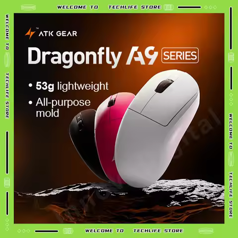 ATK Dragonfly A9 Plus A9 Ultra Dual 8K Polling Gaming Mouse Tri Mode Wireless PAW3395/3950 Sensor Er