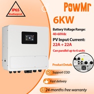 PowMr 6KW 48V Hybrid Off-Grid Solar Inverter IP65 Outdoor Waterproof Dual 120A MPPT Max PV 500VDC Pu
