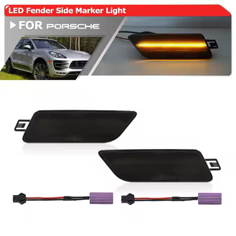 2x Euro-Style Smoked For Porsche Macan 2014-2021 Led Side Marker Lights Auto Fender Flare Lamps 95B-