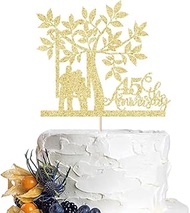 Dcokska Gold Acrylic Happy Anniversary Cake Topper，for Birthday Party ，Wedding Anniversary ，Company 